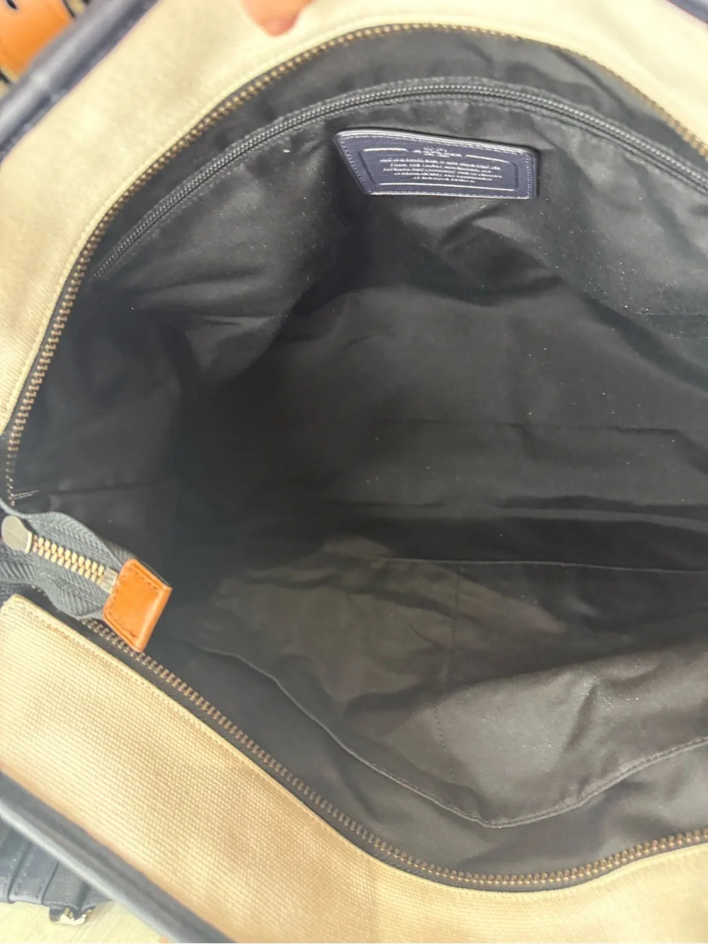 Coach Mercer Canvas Duffel/Tote in Chalk and Navy with Brown Accents- NWOT